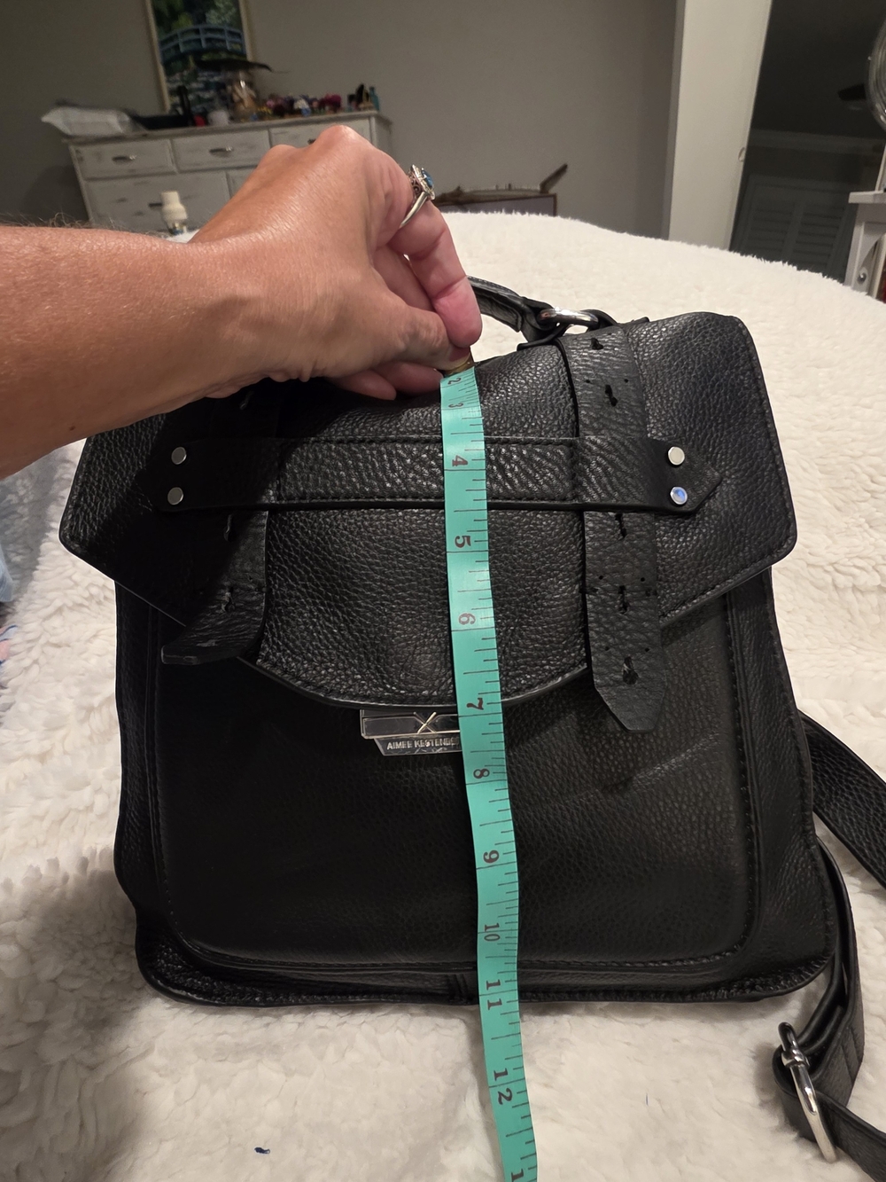 Aimee Kestenberg Black 100% Leather Backpack Pebbled Leather - Picture 12 of 13